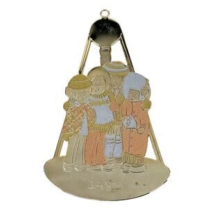Vintage 80's G Duchin Gold Tone Brass Metal Christmas Tree Ornament Carolers